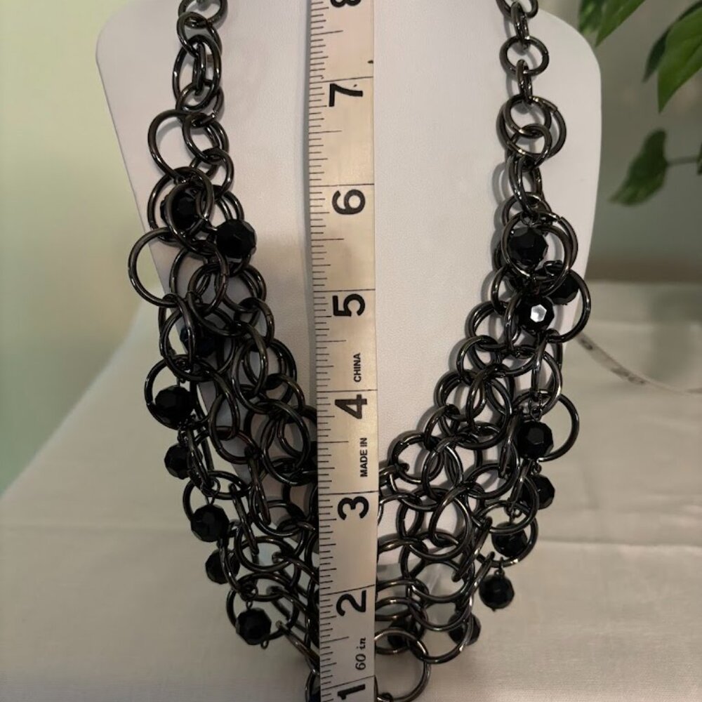 Beautiful and Unusual Black Necklace (21") with Black Beads - Picture 5 of 12
